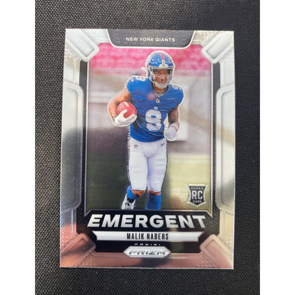 Malik Nabors 2024 Panini Prizm #6 RC Emergent Insert Giants