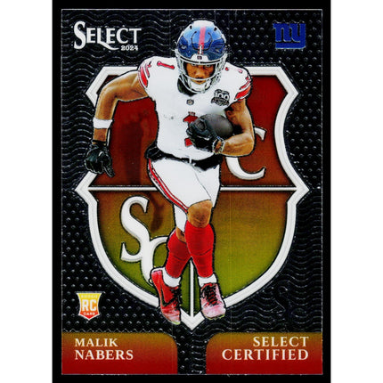 Malik Nabers 2024 Panini Select Select Certified Rookies #6 New York Giants
