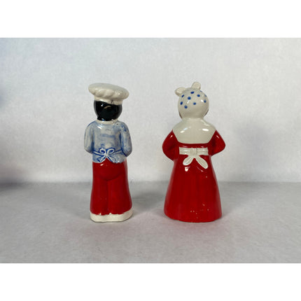 Vintage Black Americana Salt & Pepper Shakers Japan 1940s HTF 8" Pair