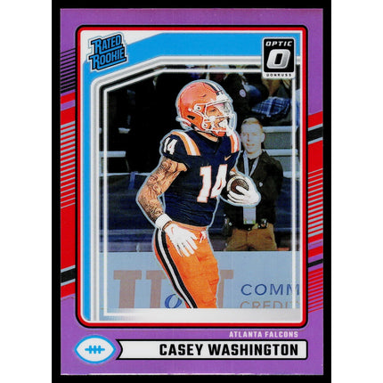 Casey Washington 2024 Donruss Press Proof Purple #392 RC Atlanta Falcons