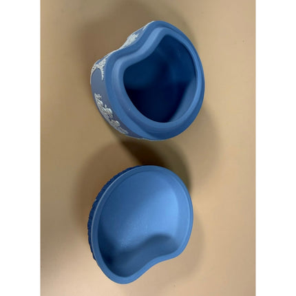 Wedgwood Blue Bean Box J1018 with Original Box 3" Jasperware Trinket Box