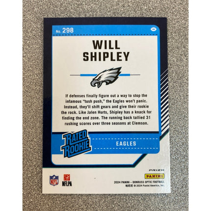 2024 Donruss Optic Will Shipley RC #298 Rocket Prizm Rated Rookie Eagles