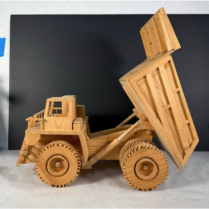 Handmade Wooden Working Dump Truck 18" Kaye Munshower Kaye’s Toy Shop