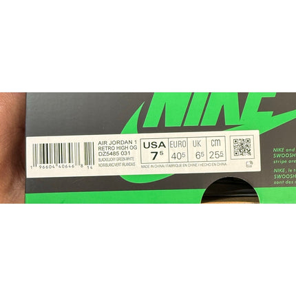 Nike Air Jordan 1 Retro High OG “Lucky Green” DZ5485-031 Men’s Size 7 UIB w/ Box