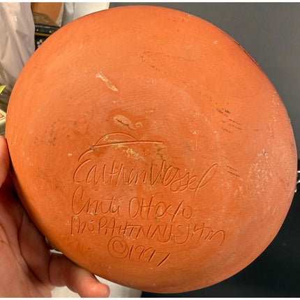 Redware Flower Dish Plate – Earthen Vessel Cincinnati Ohio – 1997