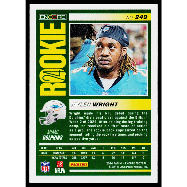 Jaylen Wright 2024 Panini Encore #249 RC Miami Dolphins
