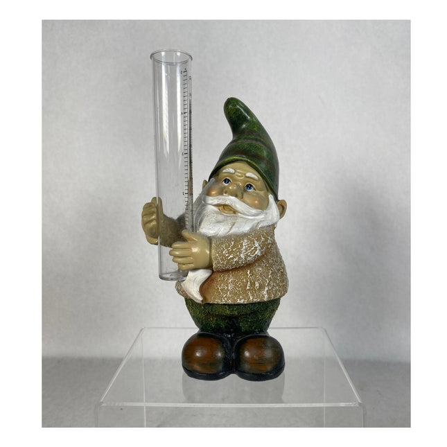 Gnome Rain Gauge Statue – Garden Sculpture Outdoor Yard Decor