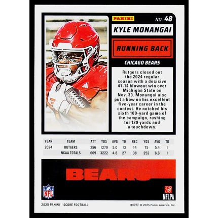 Kyle Monangai 2025 Score-A-Treat #48 RC Chicago Bears