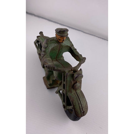 1930s Hubley Cast Iron Patrol Cycle 6.75" Vintage Motorcycle Toy Police