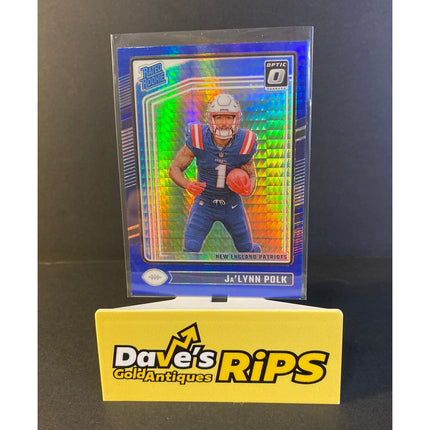 Ja’Lynn Polk 2024 Donruss Optic #240 RC Rated Rookie Blue Hyper Patriots