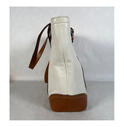 Coach Hampton Leather Bucket Tote Shoulder Bag F11201 Off White/Tan MSRP $398