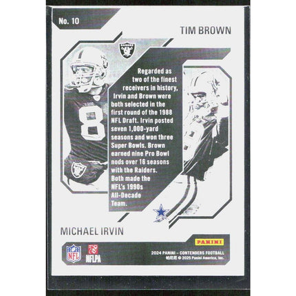 Michael Irvin / Tim Brown 2024 Panini Contenders Hist Draft Class Contenders #10