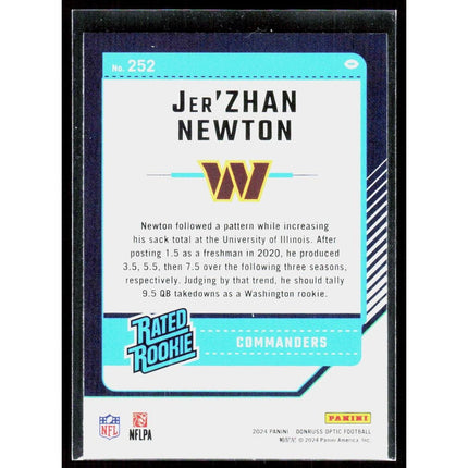 2024 Donruss Optic #252 Jer'Zhan Newton RC Washington Commanders