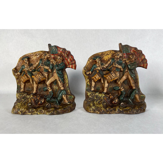 Vintage Cast Iron Painted “Spirit of ’76” Bookends #139