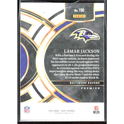 Lamar Jackson 2023 Panini Select #190 Baltimore Ravens