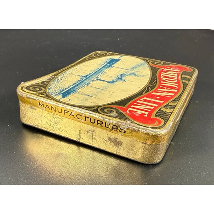 Vintage American Line Cigarette Tin Collectible Metal Box