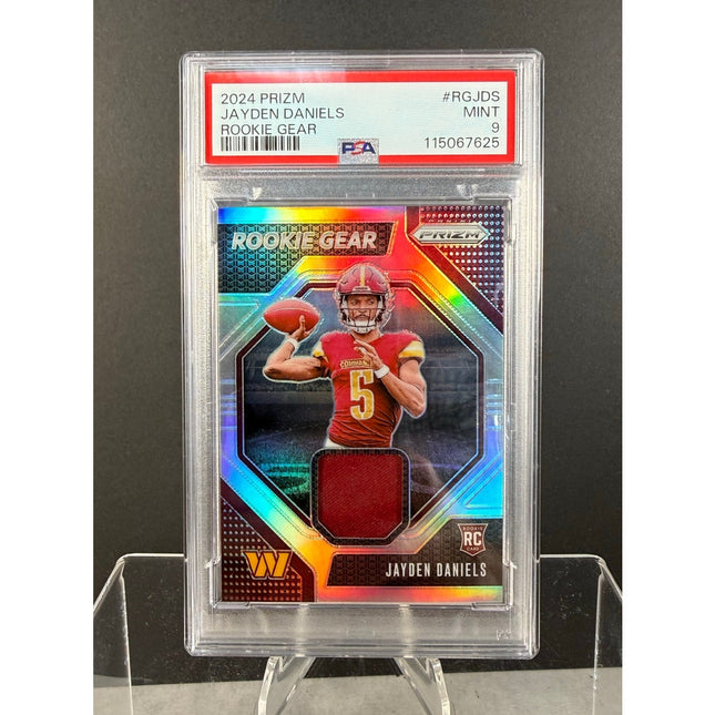 2024 Panini Prizm Rookie Gear Jayden Daniels #RGJDS RC Commanders PSA 9 Mint