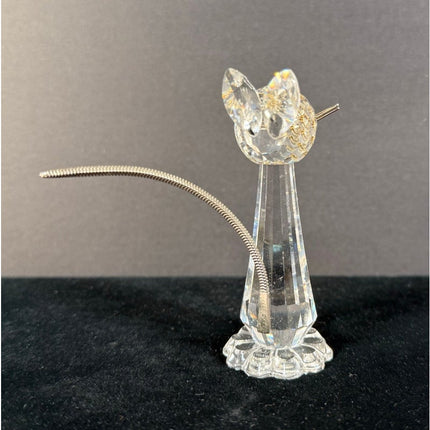 Swarovski Crystal Tall Cat Figurine Metal Tail Whiskers Signed 3"