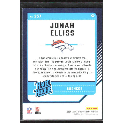 Jonah Elliss 2024 Donruss Optic #257 RC Denver Broncos