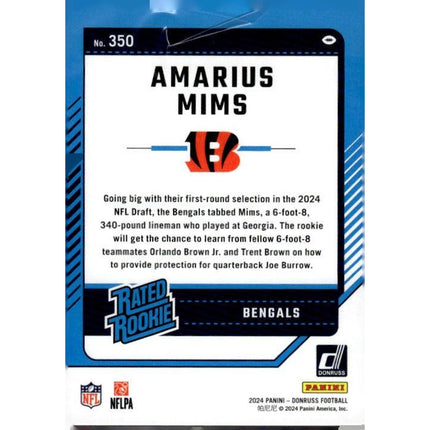 Amarius Mims 2024 Donruss #350 RC Cincinnati Bengals