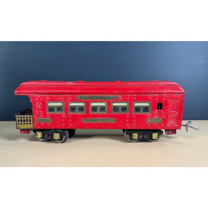 Ives 142 Pullman Observation Car 10" Vintage Tin Train Car