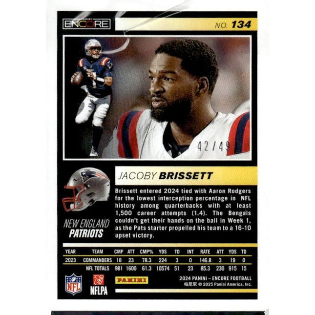 Jacoby Brissett 2024 Panini Encore #134 New England Patriots