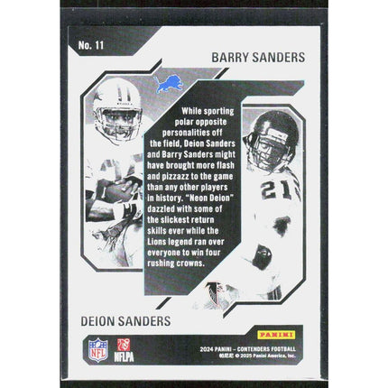 Barry Sanders / Deion Sanders 2024 Panini Contenders Hist Draft Class Cont #11