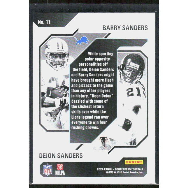 Barry Sanders / Deion Sanders 2024 Panini Contenders Hist Draft Class Cont #11