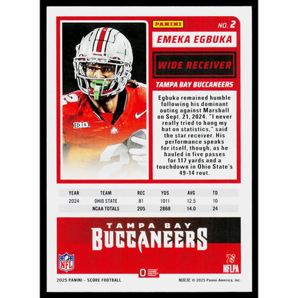 Emeka Egbuka 2025 Score-A-Treat #2 RC Tampa Bay Buccaneers