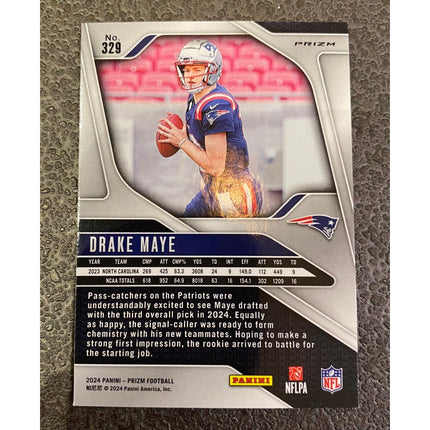 2024 Panini Prizm RC Drake Maye #329 Green Prizm Patriots