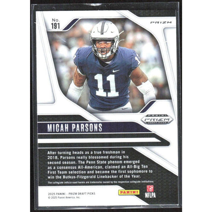 Micah Parsons 2025 Panini Prizm Draft Picks Prizms Gold Ice #191 Penn State