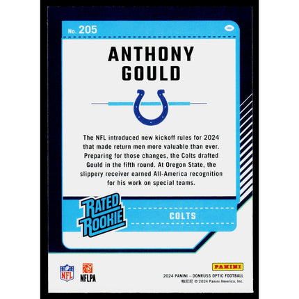 Anthony Gould 2024 Donruss Optic #205 RC,Rookie Indianapolis Colts