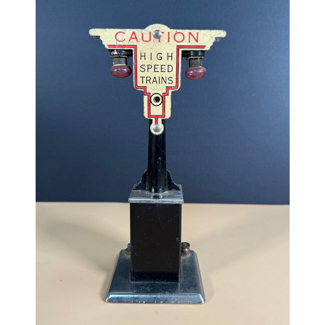 Marx Railroad “Caution High Speed Trains” Signal Sign 7.25" Vintage