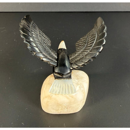 Anita Brown Peruvian Carved Eagle with White Marble Base