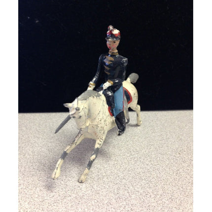 Vintage 1940's Lead Soldier on White Horse Figurine – England