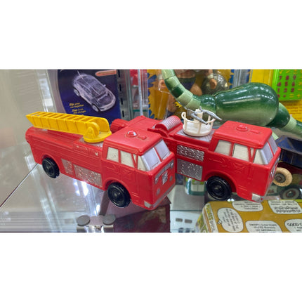 Vintage 1960`s Soaky Speed Toys Fire Engine & Ladder Truck Soap Bottles