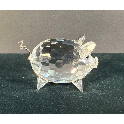 Swarovski Crystal 2 1/4" Pig Figurine Barnyard Friends Signed Silver Tail