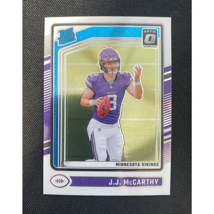 J.J. McCarthy 2024 Donruss Optic #237 RC Rated Rookie Vikings