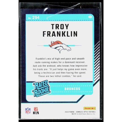Troy Franklin 2024 Donruss Optic #294 Rookie Card Denver Broncos