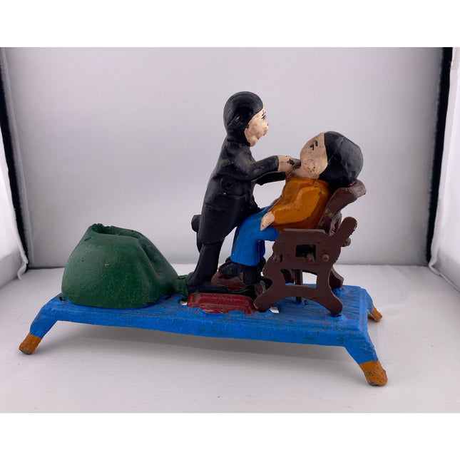 Reproduction Cast Iron Dentist Mechanical Bank Working Coin Bank 8.5"