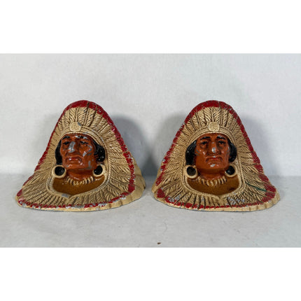 Vintage Wilton Cast Iron Indian Chief Bookends