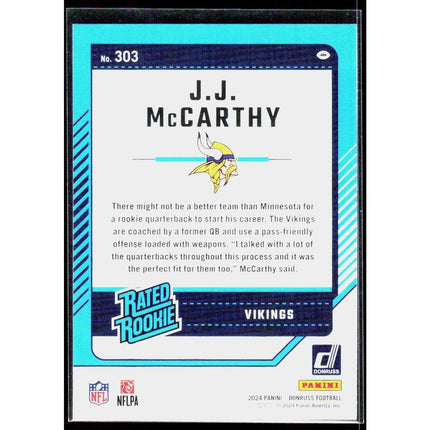 J.J. McCarthy 2024 Donruss #303 RC Minnesota Vikings