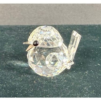 Swarovski Crystal Sparrow Figurine Silver Beak Signed 1” Bird