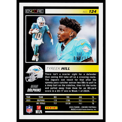 Tyreek Hill 2024 Panini Encore Silver #124 SN,90/150 Miami Dolphins