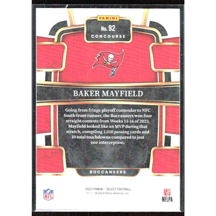 Baker Mayfield 2023 Panini Select Red and Yellow Prizms Die Cuts #92 Buccaneers