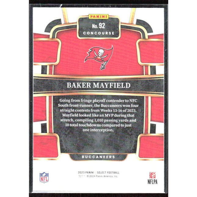 Baker Mayfield 2023 Panini Select Red and Yellow Prizms Die Cuts #92 Buccaneers