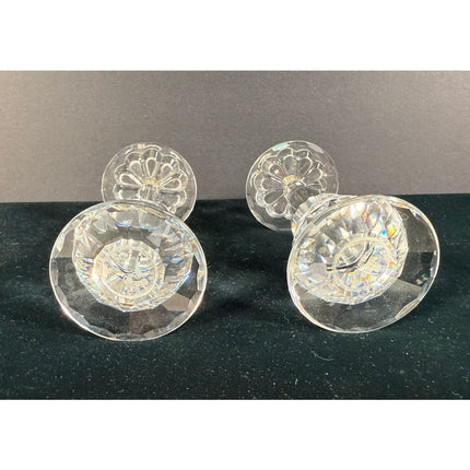 Swarovski Crystal Pillar Candle Holders Set of 2 Signed 4” Pin Style