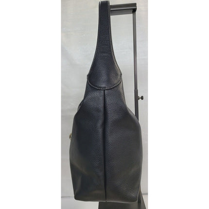 Dooney & Bourke Belvedere Black Pebble Leather Logo Lock Shoulder Bag MSRP $340