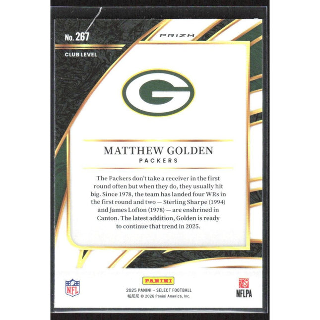 Matthew Golden 2025 Panini Select Pink Prizm Shock #267 Green Bay Packers