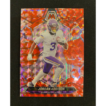 Jordan Addison 2024 Panini Mosaic #144 Red Parallel Vikings